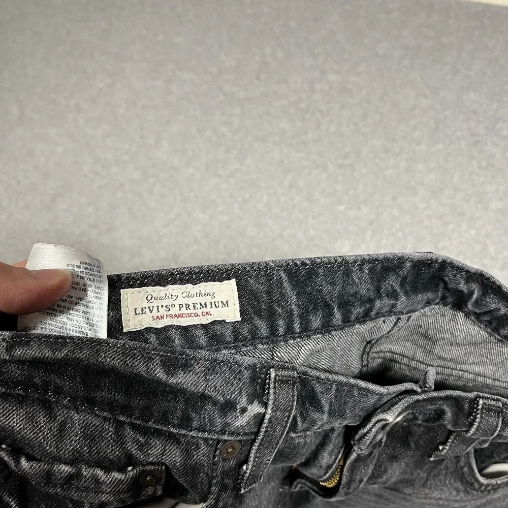 Levis Premium Jeans Mens 29x30 (Fit 30x28) Black 502 Taper Cotton Blend Stretch